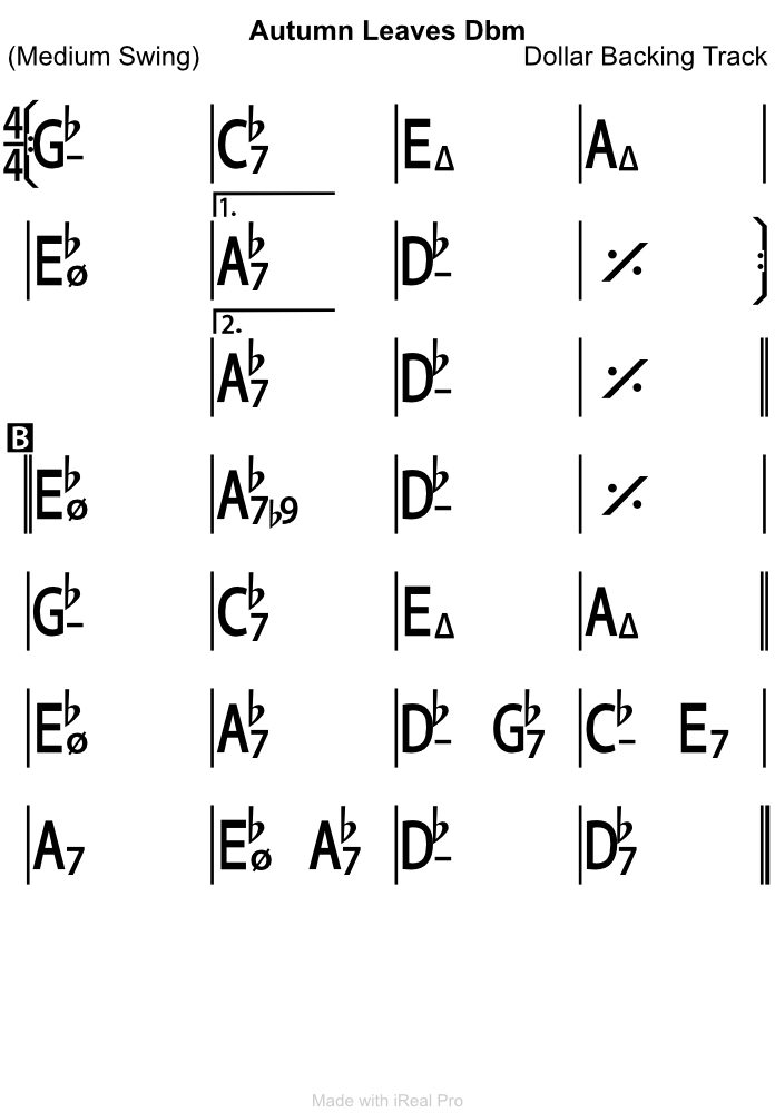 Atumn Leaves Dbm chord chart